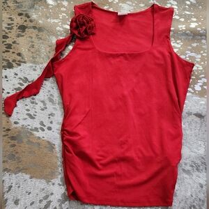 No Boundaries Vibrant Red Rose Top